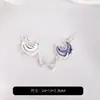 Colgante de Luna con Goteo de Aceite de Circonita Chapado en Oro de 14K Pulsera de Cristal Hecha a Mano DIY Accesorio de Joyería con Cuentas Encanto