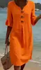 Vestido de Algodón y Lino con Cuello en V, Botones Grandes y Mangas con Volantes para Mujer, Nuevo Diseño Primavera/Verano Transfronterizo Europeo y Americano de Amazon 2026