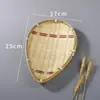 Cestas tejidas de bambú hechas a mano, bandejas de té, juegos de té, cribas de doble capa, cestas de bambú y platos para decoración de jardín de infantes.