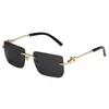 Nuevas Gafas de Sol de Metal de Moda Sin Marco con Borde Cortado y Decoración de Cabeza de Leopardo para Fotografía Callejera y Protección Solar