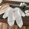 Traje de Moda Nuevo de Primavera y Otoño para Niños Niños y Niñas Sudadera con Estampado de Letras Cuello Redondo Ropa Deportiva de Dos Piezas Moda para Salir