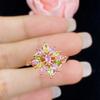 Transmisión en vivo de celebridad en línea Nuevo traje Simulación Color Turmalina Color Caramelo Anillo Abierto Anillo de Oro Rosa de 18K para Mujer