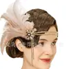 Nova tiara de cabelo com franjas de diamante da Amazon, cocar de penas de noiva europeu e americano, tiara retro para show de dança Gatsby
