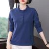 Top de Manga Larga, Camiseta de Primavera y Otoño, Cuello Fungus para Mujer, Talla Grande Holgada con Cuello Alto para Madres de Mediana Edad, Camiseta Básica de Estilo Nuevo