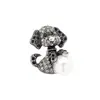 Broche de Cachorro Fofo Versátil com Strass Exquisito Versátil Retro Pérola Desgastada Animal Pet Cachorro Pinos Anti-Exposição