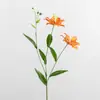 Flor Artificial 2 Cabeças Lírio de Pétalas Duplas Flor Artificial de Alta Qualidade Arranjo de Flores para Mesa Lateral de Jantar Enfeites Decorativos Florais Lírio Pequeno