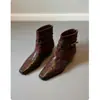 Primer Encuentro Ji Botines Cuadrados Retro para Mujer Otoño Invierno Nuevo Estilo Botas Martin de Temperamento Botas para Pantalones de Altura Oculta Botas Adelgazantes