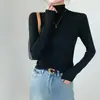 Camisa base de gola alta meia-altura para mulheres, roupa íntima para outono e inverno, novo modelo 2026 slim-fit, modeladora, ombro normal, blusa de manga longa para usar por cima