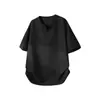 Nueva camiseta de manga corta para hombre de verano, color liso tipo lino, cuello en V, top casual ligero de manga corta holgado para hombre