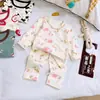 Conjunto de ropa interior térmica de Lycra para niños con construcción sin costuras, capa base para bebé Clase A ropa para casa, pijama floral para niños y niñas