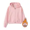 Camisa Cultural de Reunión Deportiva Rosa Sudadera con Capucha Gris Corta Uniforme de Equipo Comercio Exterior Algodón Puro Sudadera con Cremallera Hecha a Medida para Mujer
