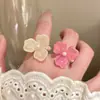 Novo Anel de Flor de Pérola Colorida Dopamina Coreana Design de Nicho Atmosfera Doce Anel Estilo Feriado para Mulheres