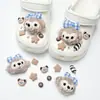 Acessórios de decoração de sapatos DIY para Crocs, fivelas decorativas fofas de pelúcia 3D de desenhos animados, leão e gato do zoológico para a superfície do sapato