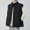 Chaleco de Algodón de Color Sólido para Invierno para Hombre Tallas Grandes Chaleco Grueso Cálido Ropa Exterior Chaleco con Cuello Alto Chaqueta Chaleco Ropa para Hombre