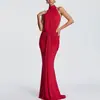 Ropa transfronteriza europea y americana para mujer 2026 verano nuevo estilo color liso elegante sexy ajustado sin espalda vestido de cola de pez para mujer