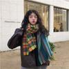 Bufanda clásica de cachemir a cuadros de estilo japonés y coreano para mujer, chal grueso y cálido de invierno, bufanda de doble uso que combina con todo, bufanda para estudiantes