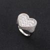 Mei Sa Nuevos Trendsetters de Calle Europeos y Americanos Escuadra de T Vertical Anillo de Amor Anillo con Forma de Corazón de Cobre Incrustado con Zirconia Personalizado Hip-Hop