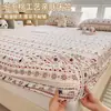 Sábana Bajera Ajustable de Algodón Lavado Pieza Única Estilo Dibujos Animados Ins Cubierta de Cama Cubierta de Colchón Individual para Dormitorio Juego de Tres Piezas Sábana Bajera de Envoltura Completa