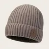 Gorro de Punto Cálido con Logo R de Moda Unisex Invierno Lana para Exteriores Protección contra el Frío Gorro Pullover Versátil de Punto