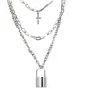 Collar de Personalidad Estilo Japonés y Coreano Moda Hip Hop Cadena Clavicular Multicapa Celebridad de Internet Mismo Estilo Colgante de Cruz Cadena de Lana para Pareja Moderna