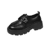 Zapatos de Cuero Negros con Suela Gruesa Estilo Británico Retro para Mujer 2026 Primavera Nuevos Estilo Japonés JK Versátiles Mocasines de Punta Redonda