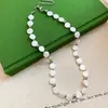 Colar Longo de Pérolas Redondas com Pingente de Concha de Cristal Transfronteiriço Europeu e Americano Estilo Boho Resort Corrente para Clavícula Colar da Moda