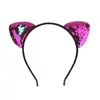 Accesorios Europeos y Americanos para el Cabello de Doble Cara con Lentejuelas Orejas de Gato Diadema de Tela para Niños Diadema Negra de Franela con Lentejuelas