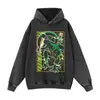 Marca retro de estilo callejero, sudadera con capucha estampada desgastada, estilo callejero europeo y americano de cuello redondo, sudadera holgada, directo del fabricante