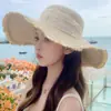 Sombrero Lazo Grande Sombrilla Sombrero de Paja Moda Femenina Dulce Elegante Sombrero de Sol de Ala Ancha Protector Solar para Exteriores Transfronterizo