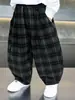 Pantalones para Niños Otoño 2026 Nuevos Elegantes Pantalones de Cuadros Holgados Hoz para Niños Pantalones Casuales de Primavera y Otoño