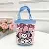 Bolsa de almoço zoo de tomate bolsa balde fofa cooperação pintor desenho animado estudante portátil cilindro bolsa de lona