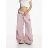 Pantalones casuales de cuadros estilo coreano con cordón y pierna ancha para mujer, verano 2026, de cintura alta, adelgazantes, holgados, versátiles, relajados, de largo hasta el suelo