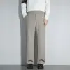 Pantalones Casuales de Pierna Ancha Ligeramente Acampanados de Verano para Hombre, Estilo Americano High-Street, Pantalones de Traje Negros Adelgazantes y Sofisticados