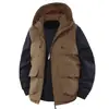 Chaleco de Algodón para Hombre Otoño Invierno con Terciopelo Grueso con Capucha Chaleco de Trabajo Multibolsillos Cuello Alto Chaleco para Hombre al Aire Libre de Moda