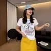Camiseta de Manga Corta con Estampado de Letras Retro Americano para Mujer, Top de Verano Ajustado, Absolutamente Impresionante y Muy Atractivo