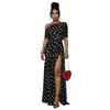 C7743 Transfronteiriço AliExpress Amazon Europa América Moda Roupas Femininas Poá Fenda Banquete Férias Bodycon Vestido