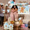 Mantel Fiesta del Oso Decoración de Globos para Baby Shower Platos Desechables Decoraciones Colgantes Espirales Servilletas de Papel Tela de Fondo