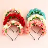 Diadema Grande de Corona de Rosas, Diadema de Flores Artificiales de Seda de Comercio Exterior, Accesorio para el Cabello de Actuación Infantil, Tocado para Sesión de Fotos de Novia