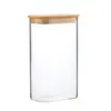 Frasco Rectangular de Vidrio para Snacks del Fabricante, Tarro de Almacenamiento de Comida de Cocina, Frutas Secas y Granos con Tapa de Bambú, Contenedor de Almacenamiento Sellado Transparente