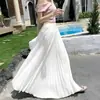 Falda plisada fluida para mujer, hasta el tobillo, falda de gasa plisada tipo acordeón extra larga de verano, versión extendida para personas altas