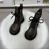 Botas Martin gruesas con suela gruesa y forro polar para mujer, colección otoño/invierno 2026, botas de algodón con suela suave, botas versátiles de estilo británico, botines de moda para mujer