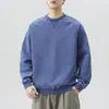 2025 Nuevo Otoño Japonés Retro Tejido Denim Hombres Cuello Camisero Manga Larga Vintage Lavado Sudadera Holgada Versátil