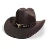 Sombrero Vaquero Occidental de Aliexpress Transfronterizo al por Mayor para Hombres y Mujeres Estilo Étnico Sombrero de Jazz Accesorios de Cinturón de Cuero Sombrero de Copa