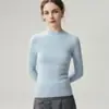Suéter de punto 100% cachemir puro de cuello semi-alto, corte ajustado, para mujer, capa base de otoño e invierno para commuting, jersey de manga larga