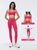 Conjunto de Ropa de Yoga de Color Contrastante para Mujer, Sujetador Deportivo a Prueba de Impactos y Anti-Caída, Conjunto de Dos Piezas de Pantalones Deportivos de Nueve Puntos de Cintura Alta para Glúteo de Durazno