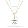 Nuevo Collar de Acero Inoxidable Estilo Europeo y Americano que No se Desvanece con Colgante de Cruz, Serpiente, Dragón, Estrella, Número, Sol, Cadena para Clavícula para Mujer