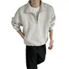 Sudadera con Media Cremallera y Cuello Alto Estilo Retro Americano Peso Pesado Holgada Top para Pareja Manga Larga para Hombre Color Sólido Ropa Deportiva Moderna