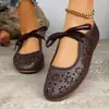 Zapatos Planos Casuales de Encaje Hueco con Cordones, Estilo Vintage Otoño 2026 Transfronterizo, Zapatos Perforados, Mocasines para Mujer