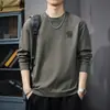 Nueva colección de otoño 2026: Camiseta de manga larga para hombre, estilo casual americano, corte holgado, cuello redondo, camiseta interior básica
