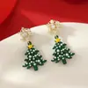 Pendientes de Copo de Nieve de Diamante de Aguja Plateada con Borla de Perla Árbol de Navidad Nueva Llegada Navideña Pendientes Elegantes de Lujo Ligero Pendientes de Moda